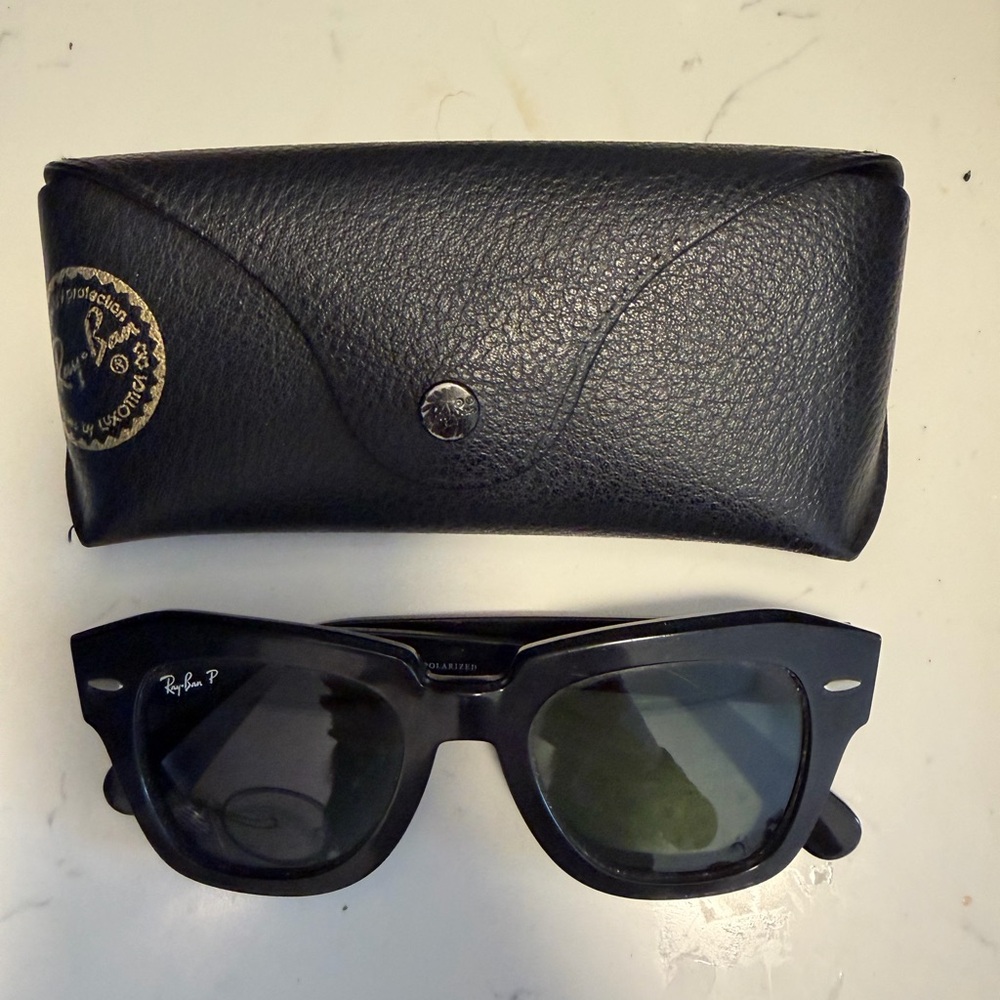Ray-Ban Black State Street Polarized Sunglasses with Case